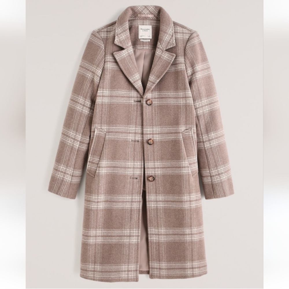 Abercrombie & Fitch Plaid Coat in light Brown and Cream